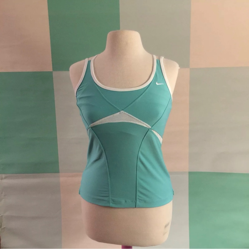 NIKE DRI FIT Tank Mint green white Medium yoga athletic Pilates sports errands